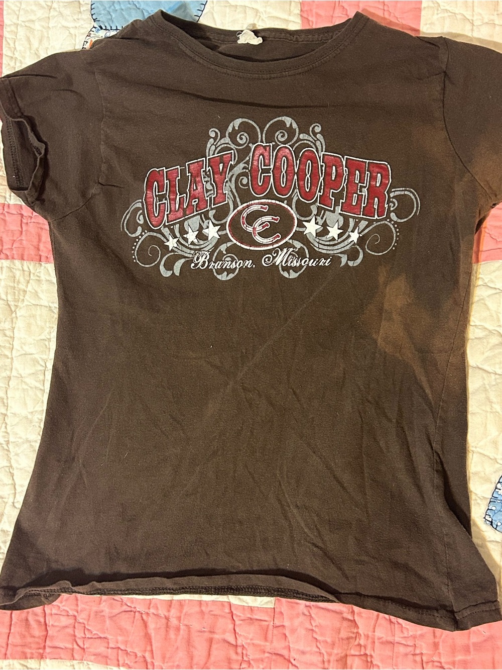 Clay Cooper Brown Graphic Tee with Red & White Logo